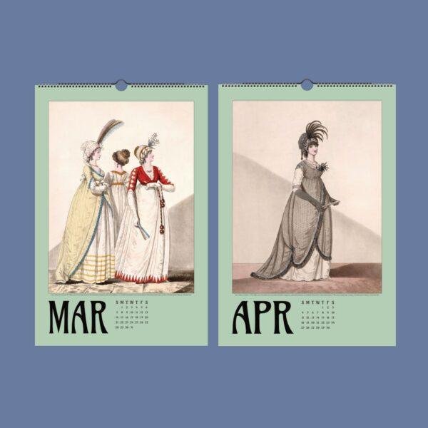 Gallery of Fashion Wall Calendar – 18th Century, Boho Dresses, Semi-Glossy Paper
