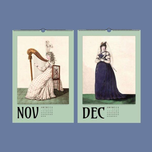 Gallery of Fashion Wall Calendar – 18th Century, Boho Dresses, Semi-Glossy Paper