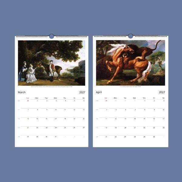 George Stubbs Wall Calendar – British Animal Art, Horse Painting, Semi-Glossy Paper