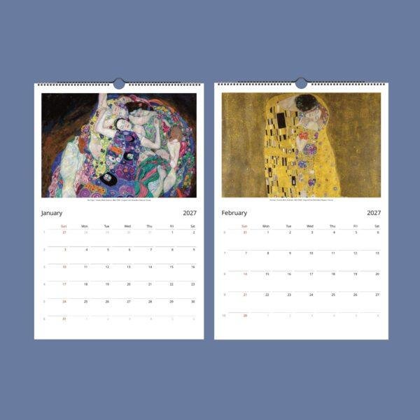 Gustav Klimt Wall Calendar - Austrian Artist, The Kiss, Creative Gift Ideas, Semi-Glossy Paper