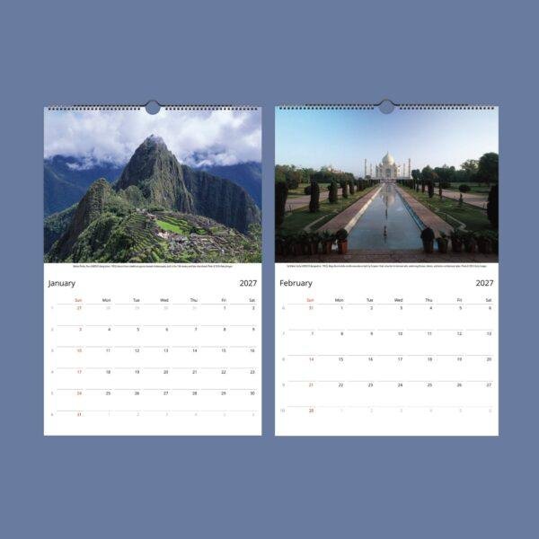 World Heritage Wall Calendar - Travel Photography, Great Wonders, Semi-Glossy Paper