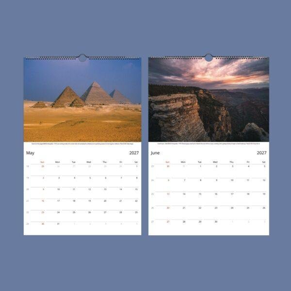 World Heritage Wall Calendar - Travel Photography, Great Wonders, Semi-Glossy Paper
