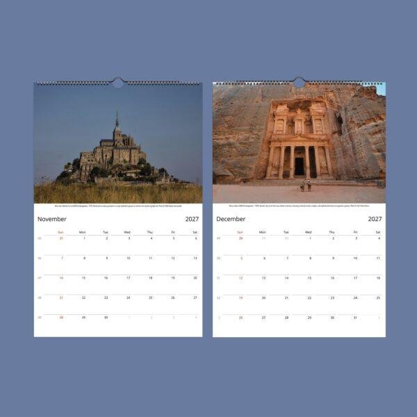 World Heritage Wall Calendar - Travel Photography, Great Wonders, Semi-Glossy Paper