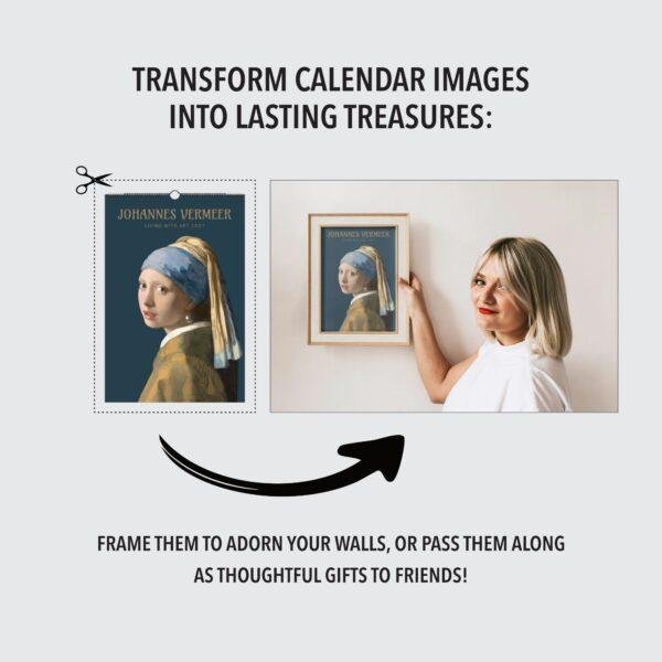 Johannes Vermeer Wall Calendar – Monthly Art Print, Dutch Golden Age, Genre Painting, Semi-Glossy Paper
