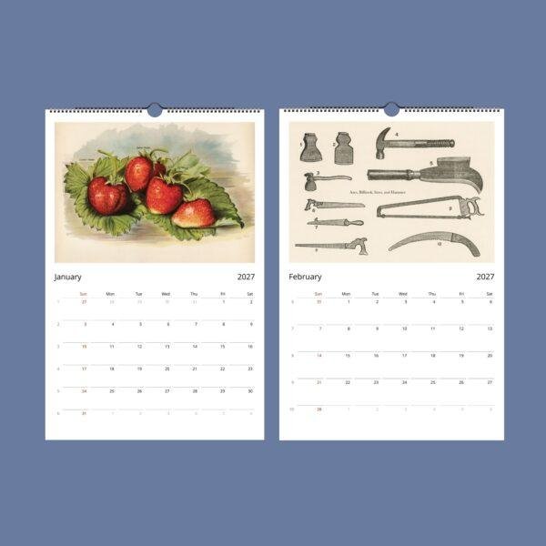 Victorian Garden Wall Calendar - Antique Fruit Art, Plant Lover Gift, Semi-Glossy Paper