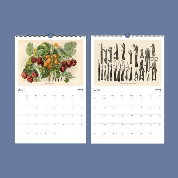 Victorian Garden Wall Calendar - Antique Fruit Art, Plant Lover Gift, Semi-Glossy Paper