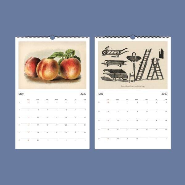 Victorian Garden Wall Calendar - Antique Fruit Art, Plant Lover Gift, Semi-Glossy Paper