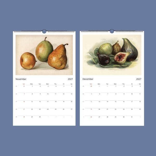 Victorian Garden Wall Calendar - Antique Fruit Art, Plant Lover Gift, Semi-Glossy Paper