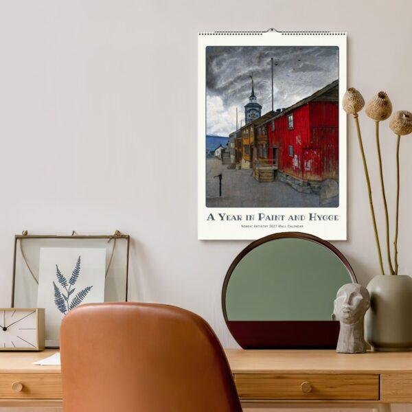 Scandinavian Art Wall Calendar - Nordic Design, Northern Lights, Watercolor Painting, Semi-Gloss Paper