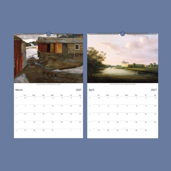 Scandinavian Art Wall Calendar - Nordic Design, Northern Lights, Watercolor Painting, Semi-Gloss Paper