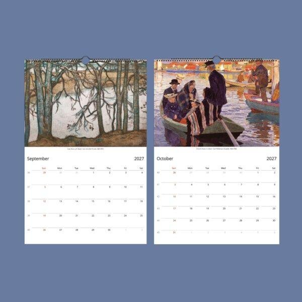 Scandinavian Art Wall Calendar - Nordic Design, Northern Lights, Watercolor Painting, Semi-Gloss Paper