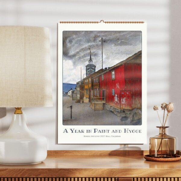Scandinavian Art Wall Calendar - Nordic Design, Northern Lights, Watercolor Painting, Semi-Gloss Paper