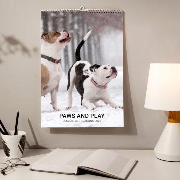 Dog Wall Calendar – Golden Retriever, French Bulldog, Semi-Gloss Paper
