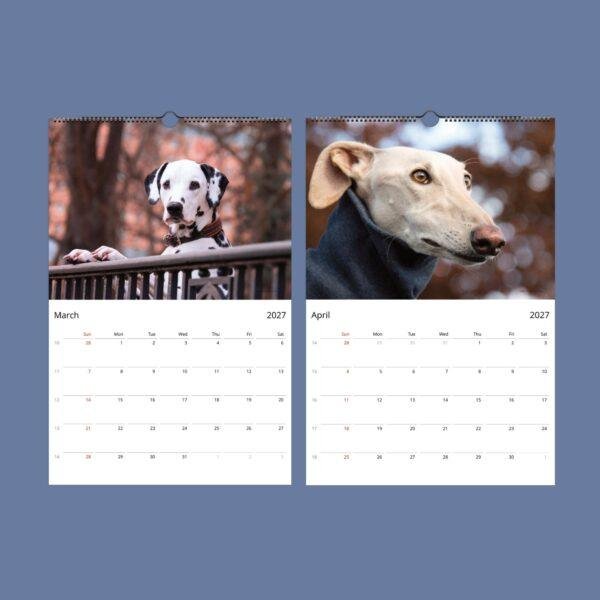 Dog Wall Calendar – Golden Retriever, French Bulldog, Semi-Gloss Paper