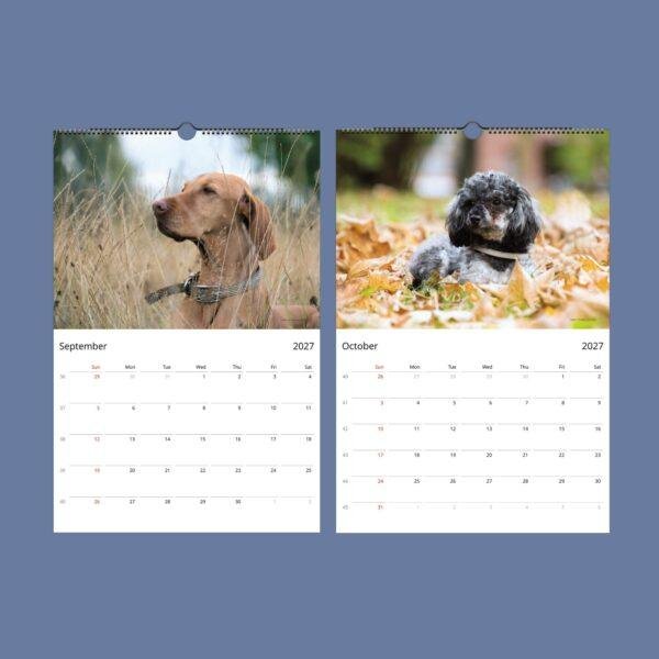 Dog Wall Calendar – Golden Retriever, French Bulldog, Semi-Gloss Paper