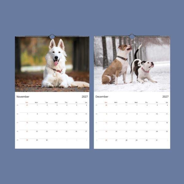 Dog Wall Calendar – Golden Retriever, French Bulldog, Semi-Gloss Paper