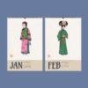 Qing Dynasty Wall Calendar - Vintage Chinese Costume Art, Semi-Glossy Paper