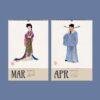 Qing Dynasty Wall Calendar - Vintage Chinese Costume Art, Semi-Glossy Paper