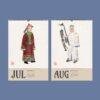 Qing Dynasty Wall Calendar - Vintage Chinese Costume Art, Semi-Glossy Paper