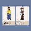 Qing Dynasty Wall Calendar - Vintage Chinese Costume Art, Semi-Glossy Paper