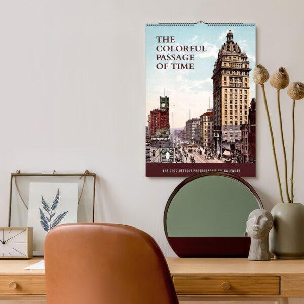 Detroit Postcards Wall Calendar — Motor City Decor, Retro Colorized, Semi‑Glossy Paper
