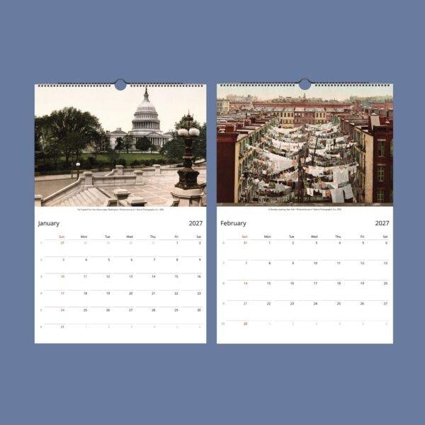 Detroit Postcards Wall Calendar — Motor City Decor, Retro Colorized, Semi‑Glossy Paper