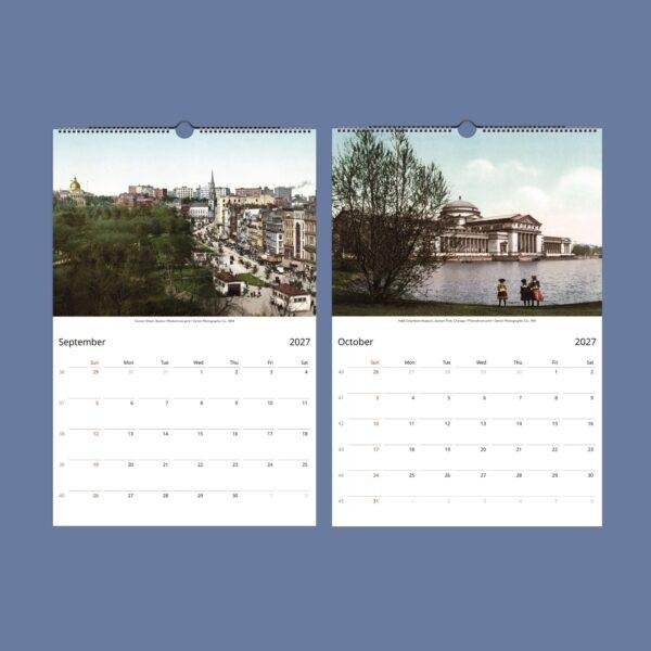 Detroit Postcards Wall Calendar — Motor City Decor, Retro Colorized, Semi‑Glossy Paper