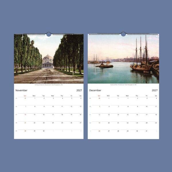 Detroit Postcards Wall Calendar — Motor City Decor, Retro Colorized, Semi‑Glossy Paper