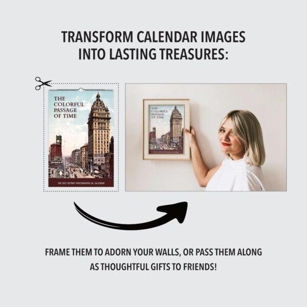 Detroit Postcards Wall Calendar — Motor City Decor, Retro Colorized, Semi‑Glossy Paper