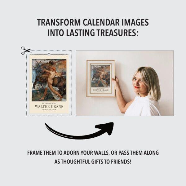 Walter Crane Wall Calendar – English Artist, Arts and Crafts Style, Semi-Glossy Paper