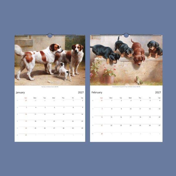 Antique Dog Art Calendar - Austrian Artist, Carl Reichert, Animal Lover Gift, Semi-Glossy Paper