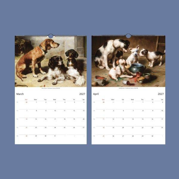 Antique Dog Art Calendar - Austrian Artist, Carl Reichert, Animal Lover Gift, Semi-Glossy Paper