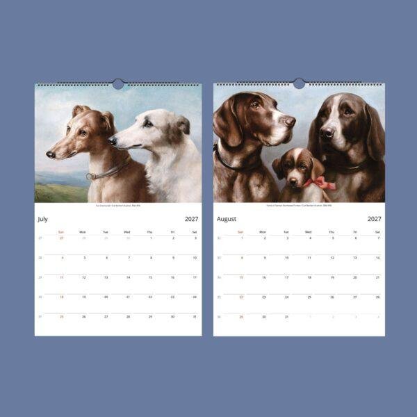 Antique Dog Art Calendar - Austrian Artist, Carl Reichert, Animal Lover Gift, Semi-Glossy Paper