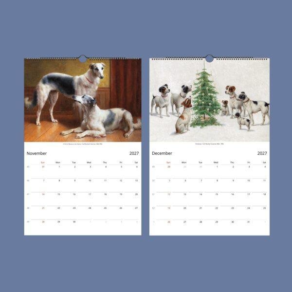 Antique Dog Art Calendar - Austrian Artist, Carl Reichert, Animal Lover Gift, Semi-Glossy Paper
