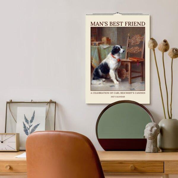 Antique Dog Art Calendar - Austrian Artist, Carl Reichert, Animal Lover Gift, Semi-Glossy Paper