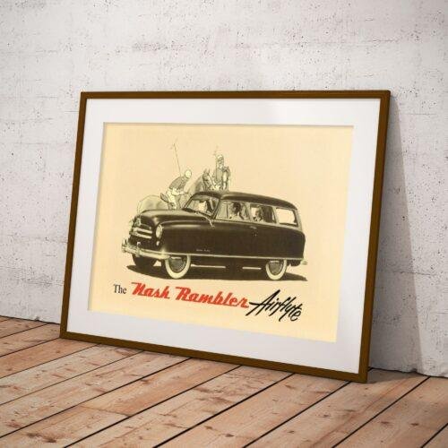 Vintage Car Poster Nash Rambler, American Motors, Car Enthusiast, Gallery Matte