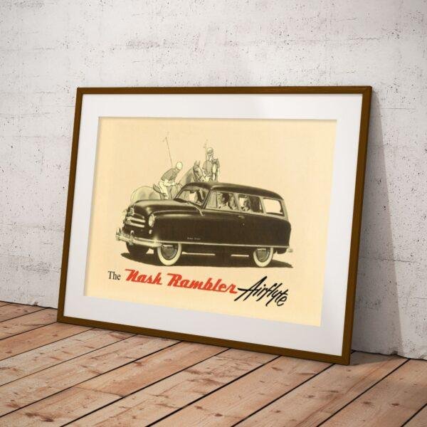 Vintage Car Poster Nash Rambler, American Motors, Car Enthusiast, Gallery Matte