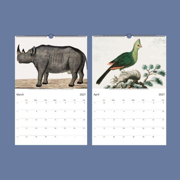 Untamed Africa Wall Calendar – Vintage Wildlife Art Prints, Semi-Glossy Paper