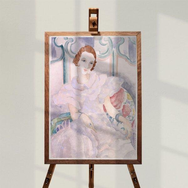 Gerda Wegener: "Young woman in a white Dress", Danish painter, Equal Rights, Matte Poster