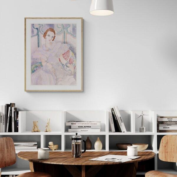 Gerda Wegener: "Young woman in a white Dress", Danish painter, Equal Rights, Matte Poster