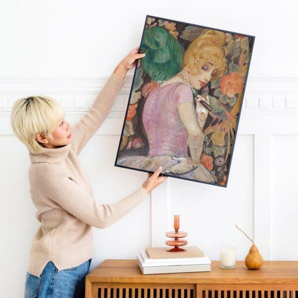 Gerda Wegener: "Lili Elbe with feather fan", Danish painter, Equal Rights, Matte Poster