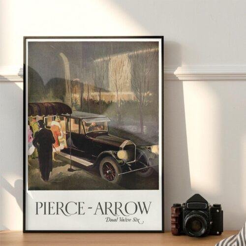 Vintage Car Poster - Pierce-Arrow Dual Valve Six, Automobile Art, Gallery Matte
