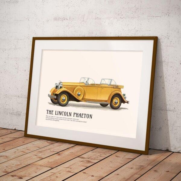 1933 Lincoln V-12 Phaeton, American Car, Car Enthusiast Decor, Gallery Matte
