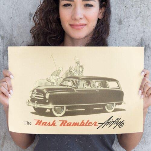 Vintage Car Poster Nash Rambler, American Motors, Car Enthusiast, Gallery Matte