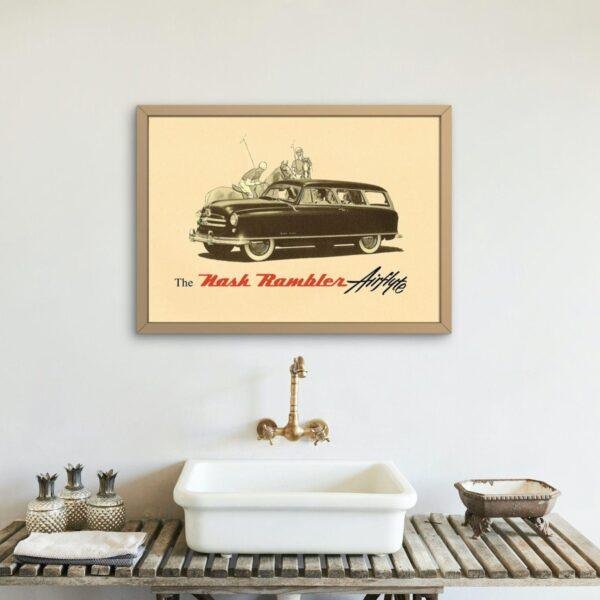 Vintage Car Poster Nash Rambler, American Motors, Car Enthusiast, Gallery Matte