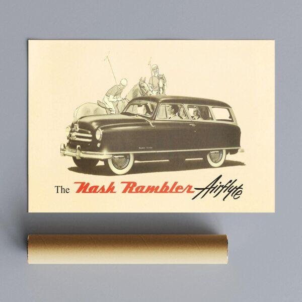 Vintage Car Poster Nash Rambler, American Motors, Car Enthusiast, Gallery Matte