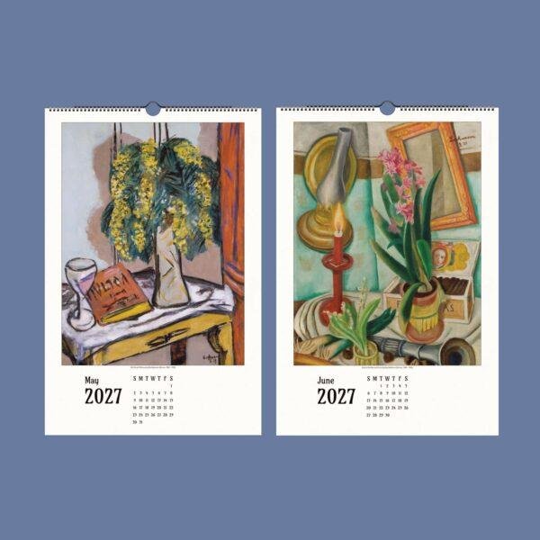 Two 2027 wall calendars featuring still life paintings