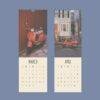 March and April wall calendar featuring vintage red Vespa scooters