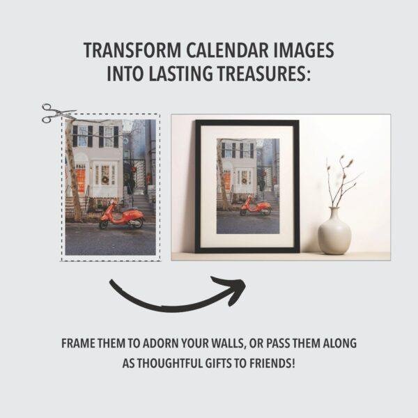 Calendar photo of street scene transformed into framed wall art