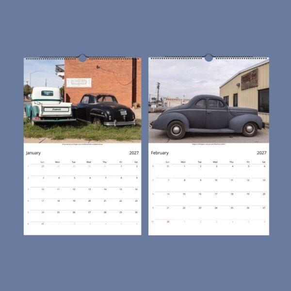 2027 wall calendar featuring vintage classic cars photography
